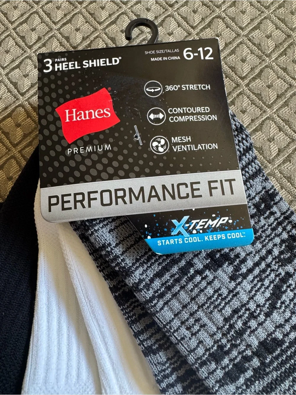 Hanes Performance Fit 3-Pack Low-Cut Socks - Black, White, Gray Marled